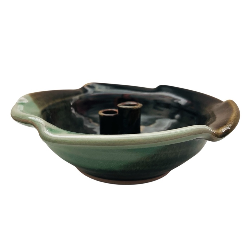 Vintage Ikebana Vase Flower Fray Stem Pottery Bowl
